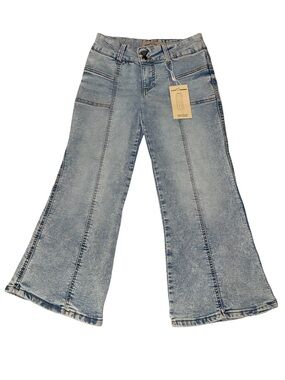 Love Trends Wide Leg capri jeans size 5 light wash stretch boho hippie NWT